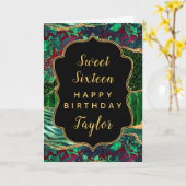 Carte Green Safari Agate Sweet 16 Joyeux anniversaire (Fleur jaune)
