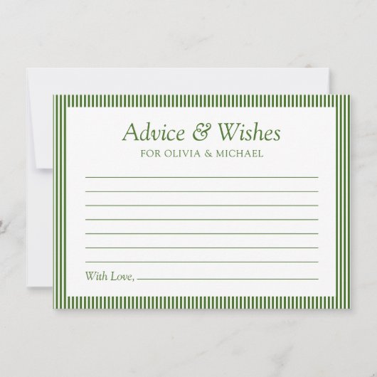 Carte Green Simple Mariage Conseils et Wings (Devant)