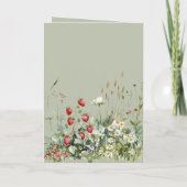 Carte Green Strawberries Daisy Flowers Birthday (Dos)