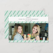 Carte Green Stripes Will You Be My Bridesmaid Photo Name (Devant / Derrière)