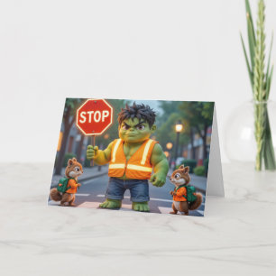 Carte Green Superhero Bonne année scolaire