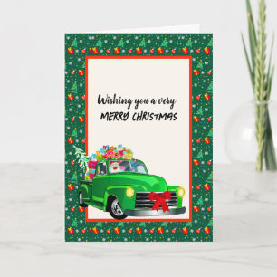 Carte Green Vintage Truck présente Père Noël