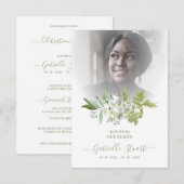 Carte Green Wreath Photo Funeral Service Dear Ones (Devant / Derrière)