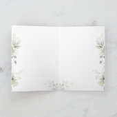 Carte Greenery Foliage Cross Christening  (Intérieur)