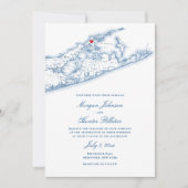 Carte Greenport NY Élégant Mariage bleu marine (Devant)