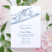 Carte Greenport NY Élégant Mariage bleu marine