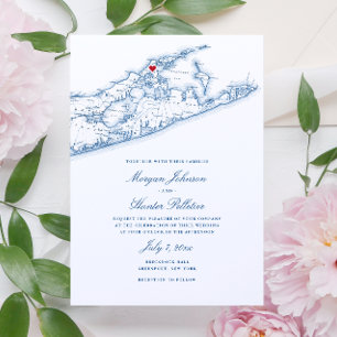 Carte Greenport NY Élégant Mariage bleu marine