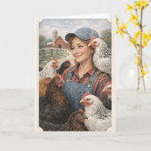 Carte Greeting Card Country Chicks  (Fleur jaune)