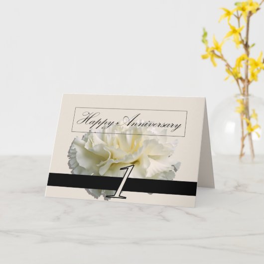 Carte Greeting Card - First Anniversary Carnation (Fleur jaune)