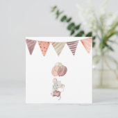 Carte Greeting Card - Little Mouse With Balloons (Debout devant)