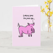 Carte Greeting Card Pink pig (Fleur jaune)