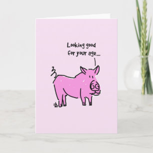 Carte Greeting Card Pink pig