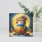 Carte Greeting card with a cute snowman (Debout devant)
