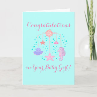 Carte Greeting Card with Baby Crib Mobile Design