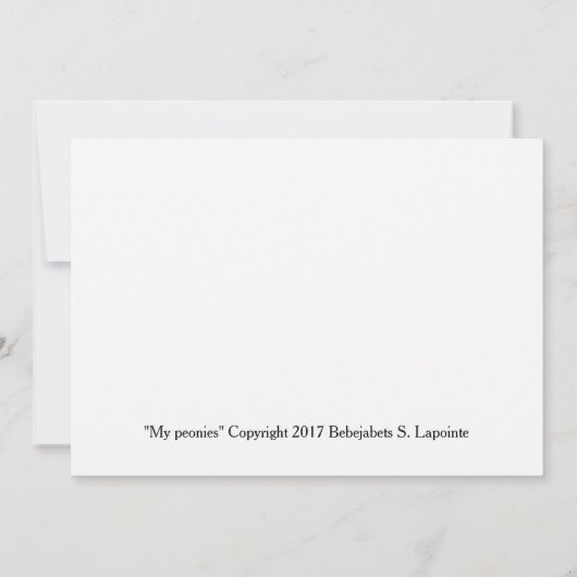 Carte Greeting card with beautiful peonies (Dos)