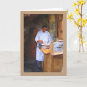 Carte Greeting Card with Making Crepes Painting (Fleur jaune)