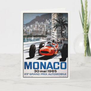 Carte Greeting Card With Monaco Grand Prix Poster