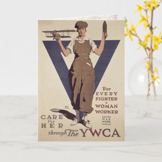 Carte Greeting Card with WWII Propagande Poster Print (Fleur jaune)