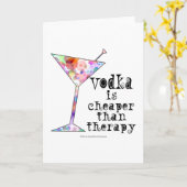 CARTE GREETING CARDS, VODKA IS CHEAPER THAN THERAPEUY (Fleur jaune)