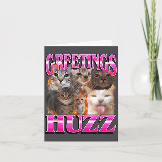 Carte Greetings Huzz Funny Cat Meme Bootleg Graphic Men (Devant)