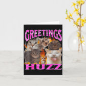 Carte Greetings Huzz Funny Cat Meme Bootleg Graphic Men  (Fleur jaune)