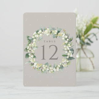 Carte Greige Snowberry+Eucalyptus Mariage Numéro de tabl