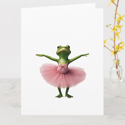 Carte Grenouille 2 ballerine, grenouille, danseuse, crap (Fleur jaune)