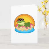 Carte Grenouille à la baignade avec des lunettes de sole (Fleur jaune)