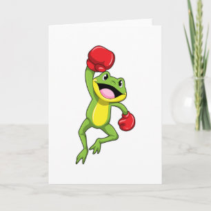 Carte Grenouille à la boxe avec gants de boxe
