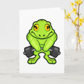 Carte Grenouille à la forme avec haltère (Fleur jaune)