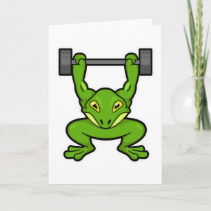 Carte Grenouille à la musculation avec haltère