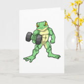 Carte Grenouille à la musculation avec haltère (Fleur jaune)