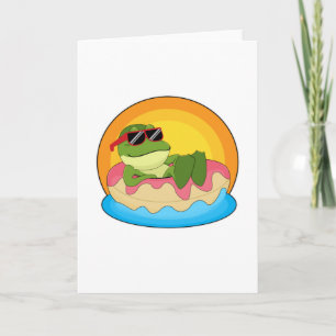 Carte Grenouille à la natation avec lunettes de soleil