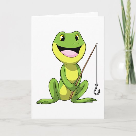 Carte Grenouille à la pêche avec canne à pêche (Devant)