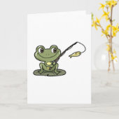 Carte Grenouille à la pêche avec canne à pêche (Fleur jaune)