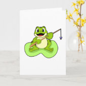 Carte Grenouille à la pêche avec une canne à pêche (Fleur jaune)