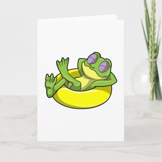 Carte Grenouille à la piscine avec un cercle de natation (Devant)
