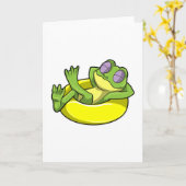 Carte Grenouille à la piscine avec un cercle de natation (Fleur jaune)