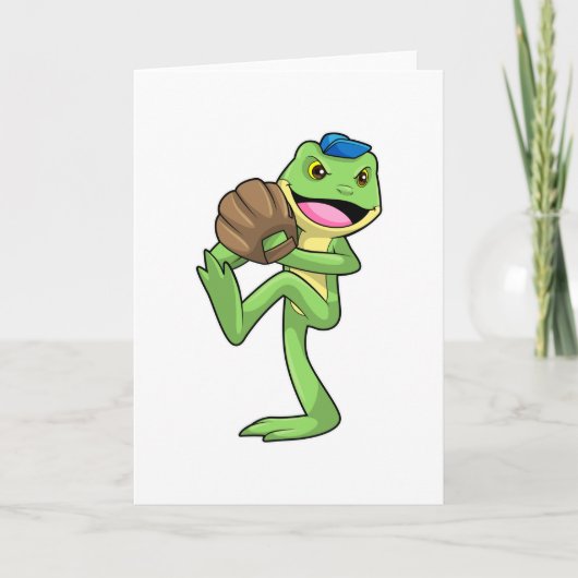 Carte Grenouille au baseball avec gants (Devant)