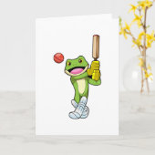 Carte Grenouille au cricket avec batte de cricket (Fleur jaune)