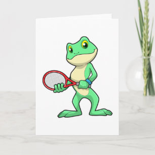 Carte Grenouille au tennis avec raquette de tennis