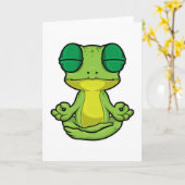 Carte Grenouille au yoga en tailleur (Fleur jaune)