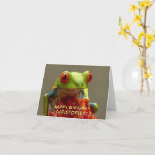 Carte Grenouille aux yeux rouges Anniversaire personnali (Fleur jaune)