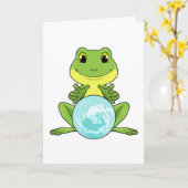 Carte Grenouille avec boule de cristal (Fleur jaune)