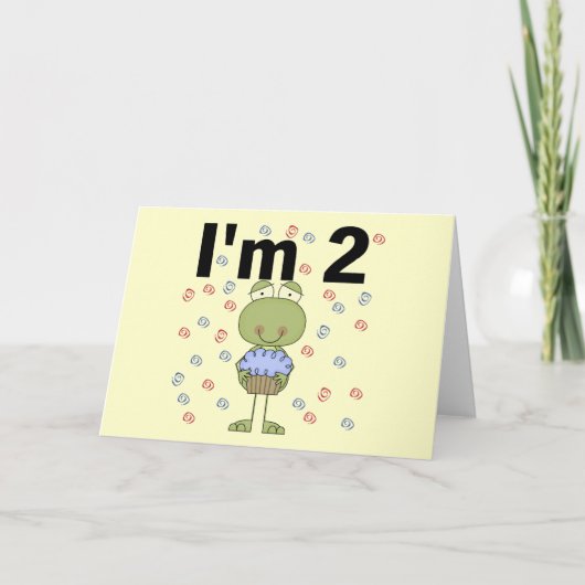Carte Grenouille avec Cupcake 2e chemises d'anniversaire (Devant)