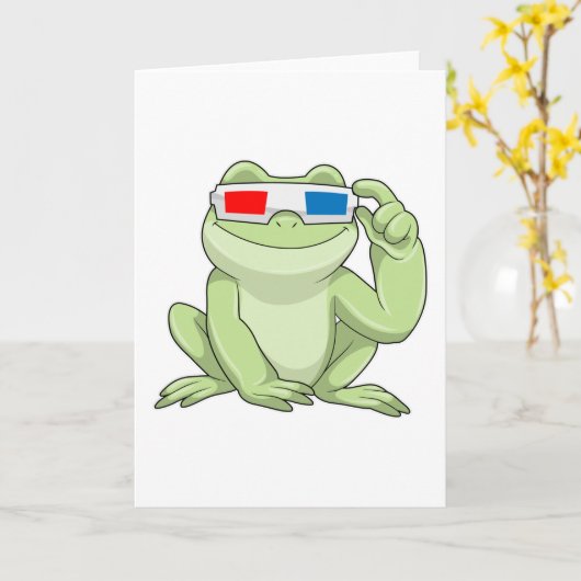 Carte Grenouille avec des lunettes (Fleur jaune)