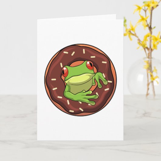 Carte Grenouille avec Donut (Fleur jaune)