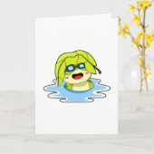 Carte Grenouille avec feuille à la baignade (Fleur jaune)