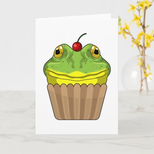 Carte Grenouille avec Muffin (Fleur jaune)