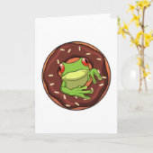 Carte Grenouille avec un beignet (Fleur jaune)